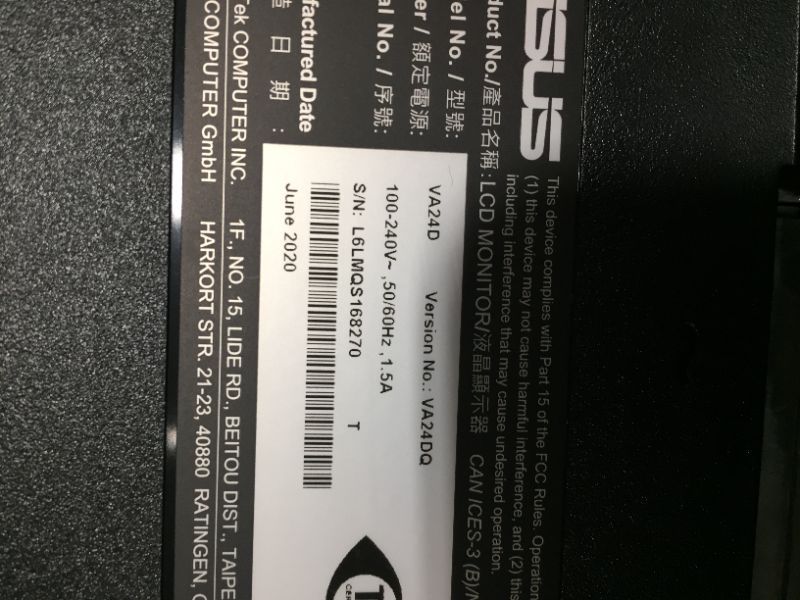 Photo 1 of ASUS VA24DQ 23.8” Monitor