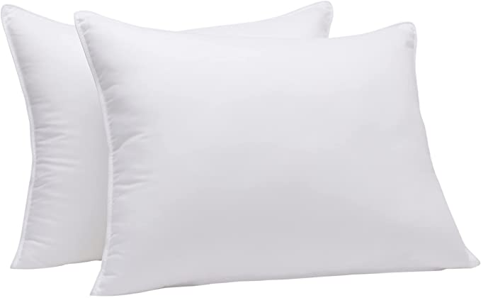 Photo 1 of Amazon Basics Down-Alternative Pillows for Stomach and Back Sleepers - 2-Pack, Soft, Standard
