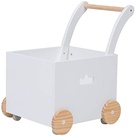 Photo 1 of Crown Children 2-in-1 Baby Learning Walker -Toddler Baby Push Walker-Wooden Strollers with Blocks - Toys with Wheels for Girls Boys 1-3 Years Old, Wagon Toy Walkers Sturdy Construction (Square)
