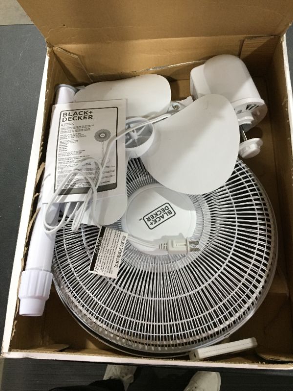 Photo 2 of Black & Decker 16 In. Stand Fan with Remote, White - 16" Diameter - 3 Speed - Durable, Adjustable Height, Tilt Angle, Oscillating, Timer-off Function - 22.8" Height x 17.7" Width x 15.8" Depth - White