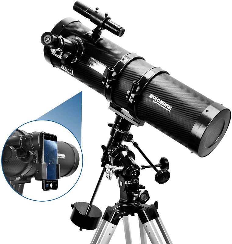 Photo 1 of Telescope, Polaris 130EQ Newtonian Professional Astronomical Reflector Telescope Comes with Cellphone Adapter with 1.5X Barlow Lens & 1.25-Inch 13 Percent Transmission Moon Filter