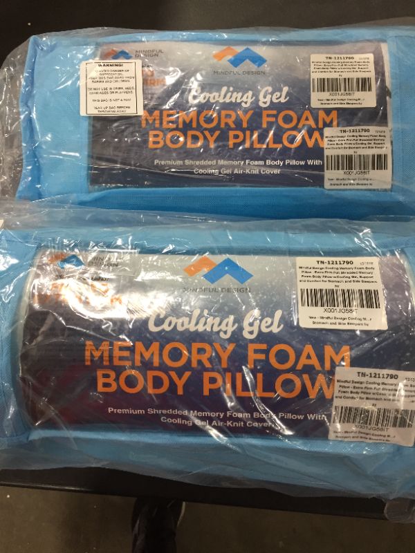 Photo 2 of 2PK Mindful Design Cooling Memory Foam Body Pillow - Extra Firm Full Shredded Memory Foam Body Pillow w/Cooling Gel