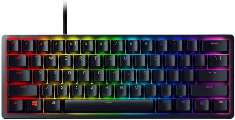 Photo 1 of Razer Huntsman Mini 60% Gaming Keyboard: Fastest Keyboard Switches Ever - Linear Optical Switches - Chroma RGB Lighting - PBT Keycaps - Onboard Memory - Classic Black