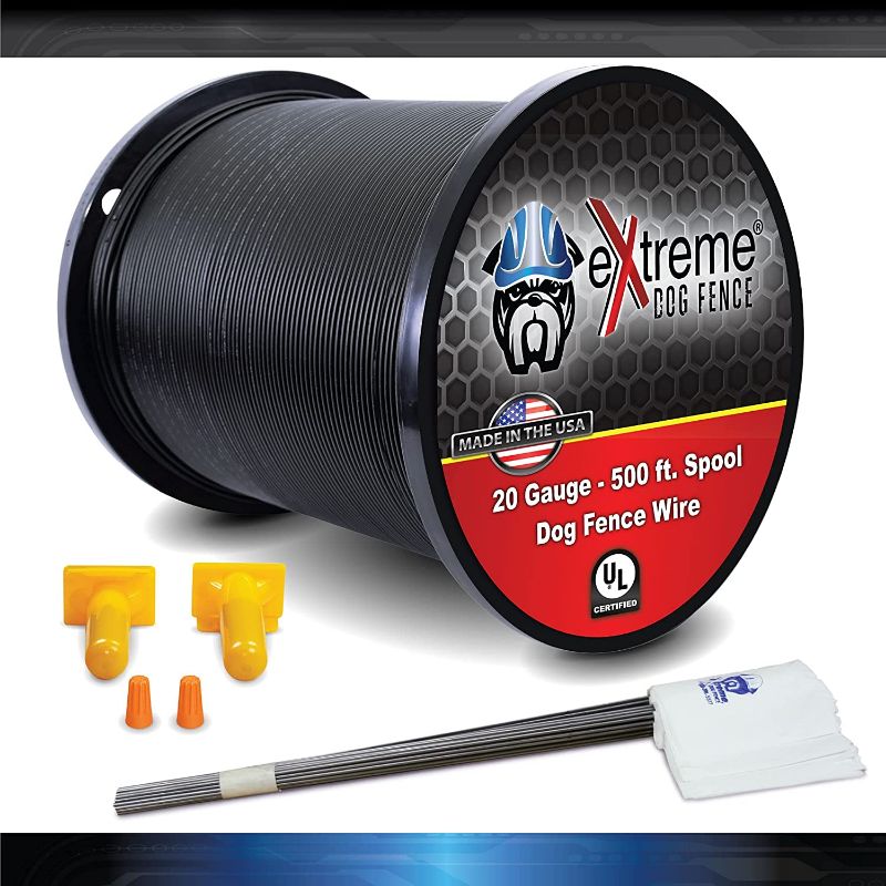 Photo 1 of 20 Gauge (AWG) Universally Compatible Electric Dog Fence Wiring Installation Kit w/ 2 Waterproof Splices and 50 Training Flags- For Use with ANY Brand or Model of Underground Electric Dog Fence System