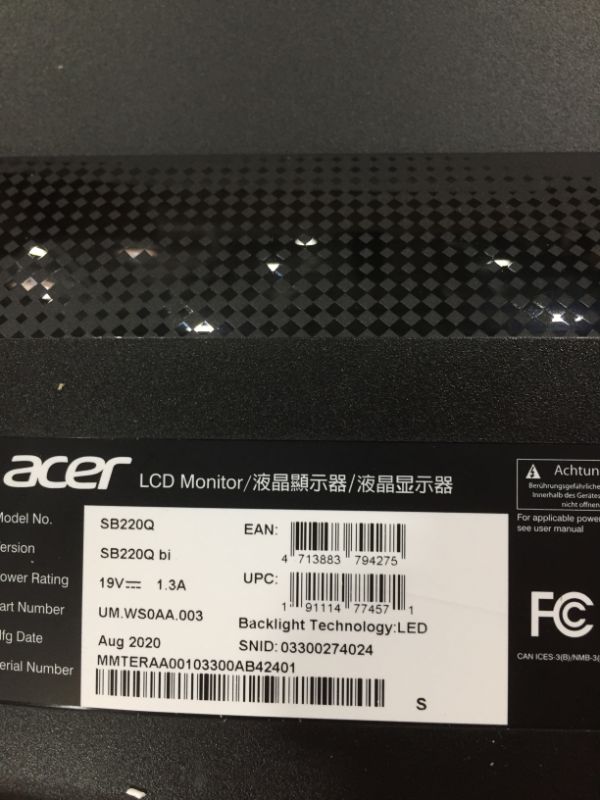 Photo 4 of Acer SB220Q bi 21.5 Inches Full HD (1920 x 1080) IPS Ultra-Thin Zero Frame Monitor (HDMI & VGA Port), Black