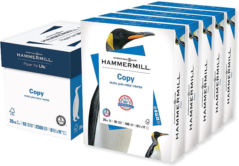 Photo 4 of Hammermill Printer Paper, 20 lb Copy Paper, 8.5 x 11 - 5 Ream (2,500 Sheets) - 92 Bright, Made in the USA