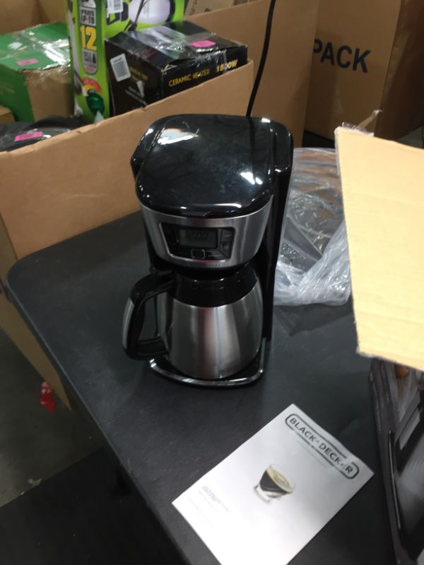 Photo 3 of BLACK+DECKER 12-Cup* Thermal Drip Coffee Maker Black/Stainless Steel - CM2035B