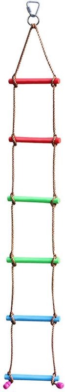 Photo 1 of Rainbow Craft 6.6FT Climbing Rope Ladder Ninja Ladder for Kids - Kids Ninja Warrior Obstacle Course Accessories - Ninja Slackline Ladder, Playground Ninja Obstacles Swing Rope Ladder