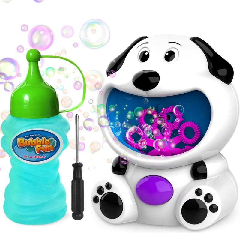 Photo 3 of Copop Bubble Machine Dog Bubble Blower 600+ Bubbles Per Minute, Toddlers Toys Bubble Machine for Toddlers Kids Baby Bath Toys Indoor Outdoor Automatic Bubble Maker Easy to Use 2 AA Batteries Needed