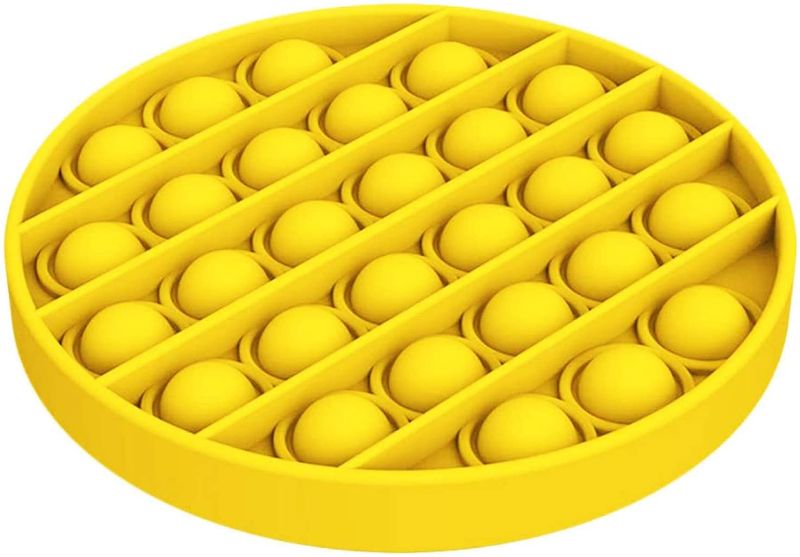 Photo 1 of Pop Up It Fidget Toy for Kids & Adults - Yellow Circle Silicone Stress Anxiety Relief Bubble Popping Sensory Toys - Jumbo Push Pop Round Education Popper Toy - Funny Squeeze Gift for Teens Girl & Boy