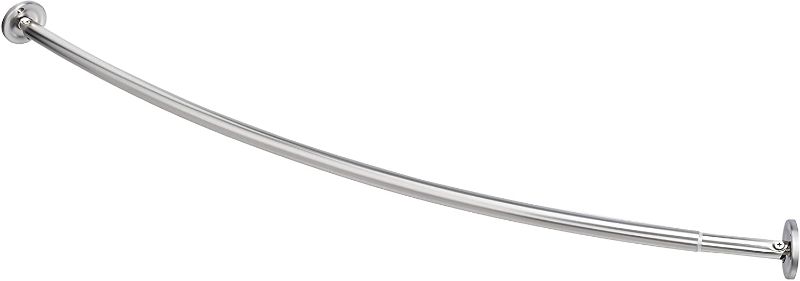 Photo 1 of Amazon Basics Extendable Curved Shower Rod  48 to 72 Nickel, hardware accounted for