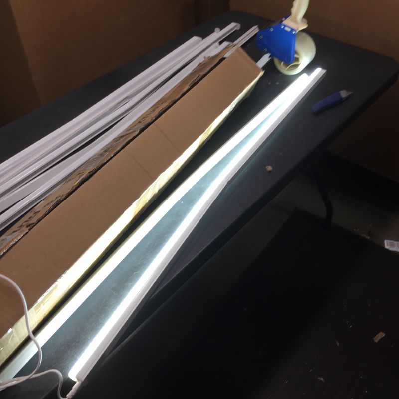 Photo 4 of (Pack of 8) Kihung T5 LED Tube Light Fixture 4ft, 20W, 2200lm, 4000K Cool White, LED Light Strip for Shop, LED Ceiling Light, Corded Electric with Built-in ON/Off Switch, ALL BENT, TESTED ALL WORK