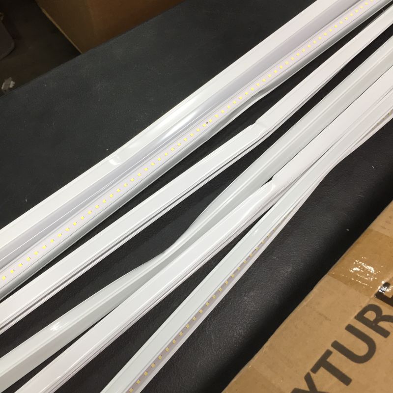 Photo 3 of (Pack of 8) Kihung T5 LED Tube Light Fixture 4ft, 20W, 2200lm, 4000K Cool White, LED Light Strip for Shop, LED Ceiling Light, Corded Electric with Built-in ON/Off Switch, ALL BENT, TESTED ALL WORK