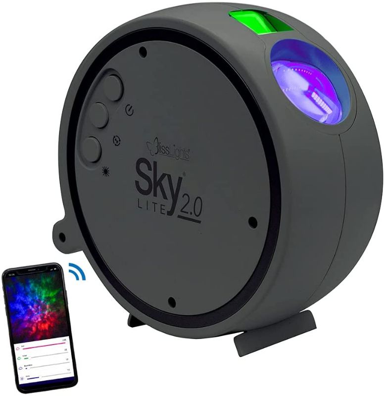 Photo 1 of BlissLights Sky Lite 2.0 - RGB LED Laser Star Projector, Galaxy Lighting, Nebula Lamp (Green Stars, Smart App), Buttons Damaged, Operational