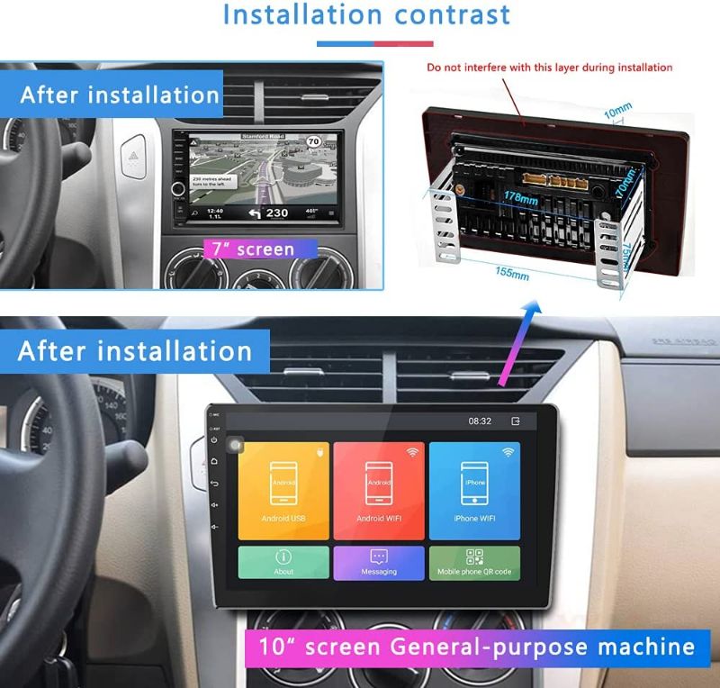 Photo 1 of [2G+32G] Upgrade Hikity Double Din Android Car Stereo 10.1 Inch Touch Screen Radio Bluetooth WiFi GPS FM Radio Support Android/iOS Phone Mirror Link with Dual USB Input & Backup Camera - SCREEN ONLY, NO CAMERA, Could not Test