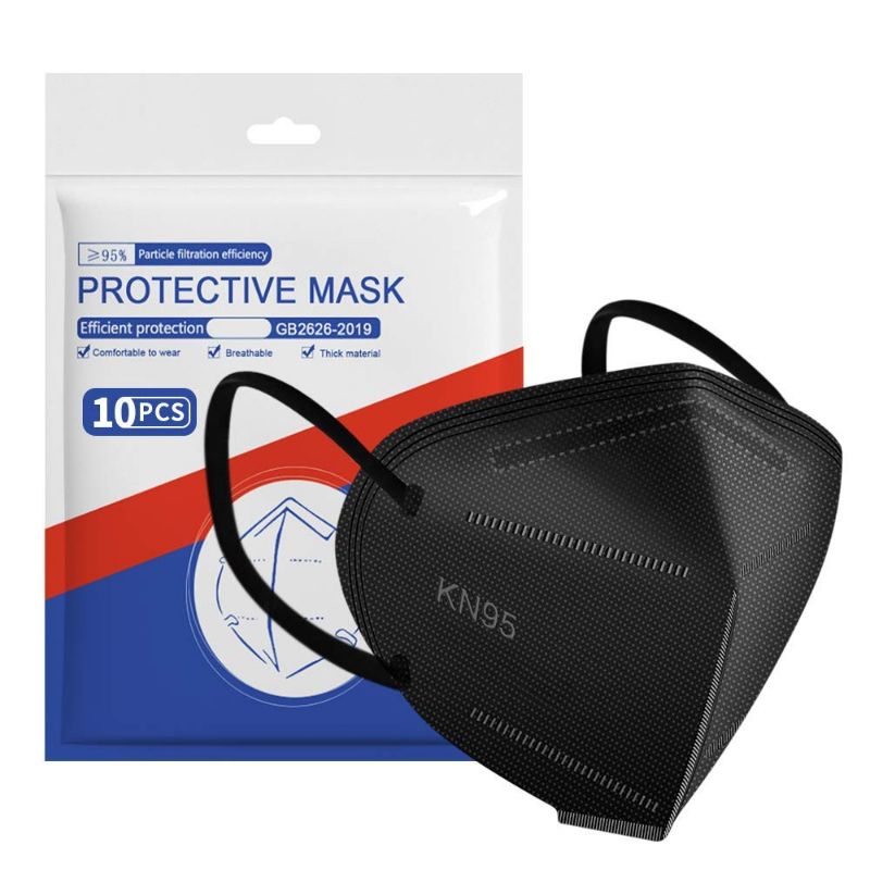 Photo 1 of ApePal Disposable KN95 5Layer Masks with Wide Elastic Ear Loops Safety Mask Black 10 pcs  pack
