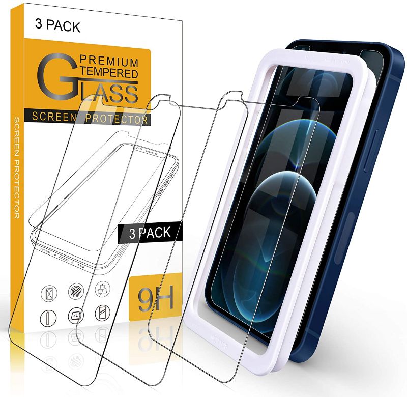 Photo 1 of Arae Screen Protector for iPhone 12 Pro Max HD Tempered Glass Anti Scratch Work with Most Case 67 inch 3 Pack