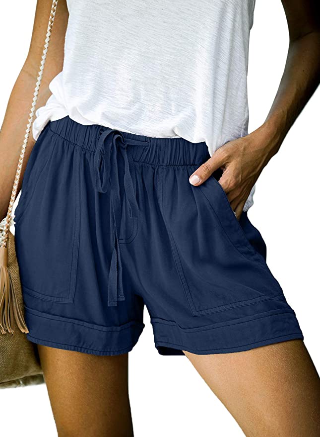 Photo 1 of Elapsy Womens Casual Drawstring Elastic Waist Summer Shorts with Pockets 
SIZE S