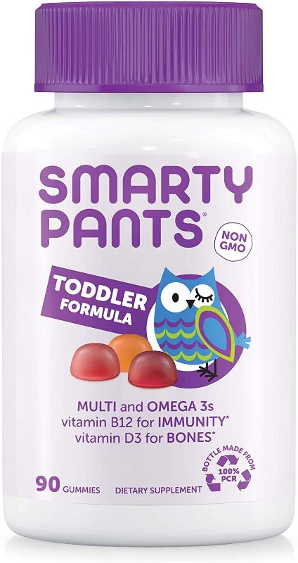 Photo 1 of SmartyPants Toddler Formula Daily Gummy Multivitamin Vitamin C D3  Zinc for Immunity Gluten Free Omega 3 Fish Oil DHAEPA  Vitamin B6 Methyl B12 90 Count 30 Day Supply - 07/2022 EXP