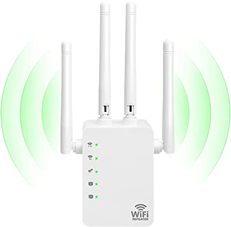 Photo 1 of WiFi Range Extender 1200Mbps Wireless Signal Repeater Booster 24  5GHz Dual Band 4 Antennas 360 Full Coverage Extend WiFi Signal to Smart Home  Alex Devices White