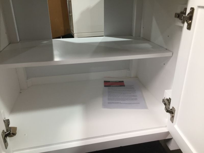 Photo 9 of Madison 30 W in. 21 L x 34 in H Vanity in Modern White with Marble Vanity Top in Carrara White, This Piece Is in Great Condition, There are 3 Minor Scratches on The Front Left Top Side, Easy Fix