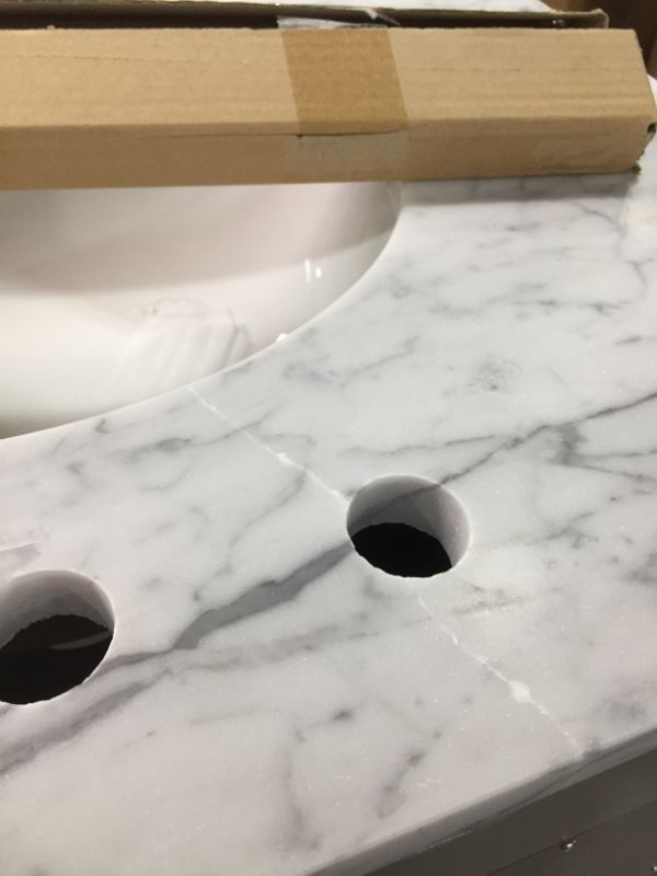 Photo 10 of 30 in. W x 21.5 in. D x 34 in. H Vanity in Cashmere Grey with Marble Vanity Top in Carrara White, 