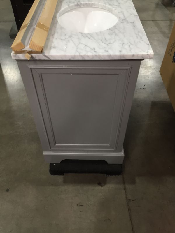 Photo 5 of 30 in. W x 21.5 in. D x 34 in. H Vanity in Cashmere Grey with Marble Vanity Top in Carrara White, 