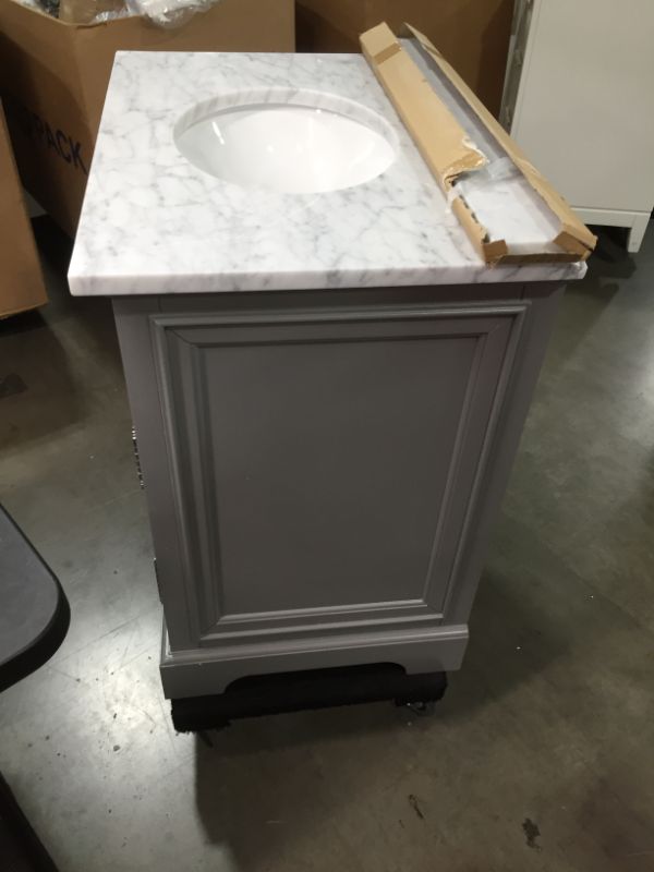 Photo 8 of 30 in. W x 21.5 in. D x 34 in. H Vanity in Cashmere Grey with Marble Vanity Top in Carrara White, 