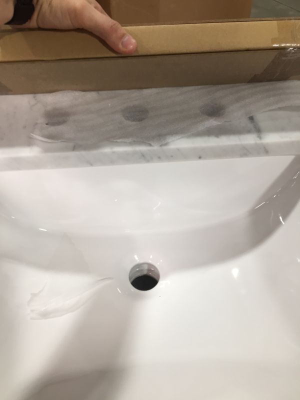 Photo 1 of 24 in. X 21 1/2 L X 34 H  Vanity in Espresso with Marble Vanity Top in Carrara White