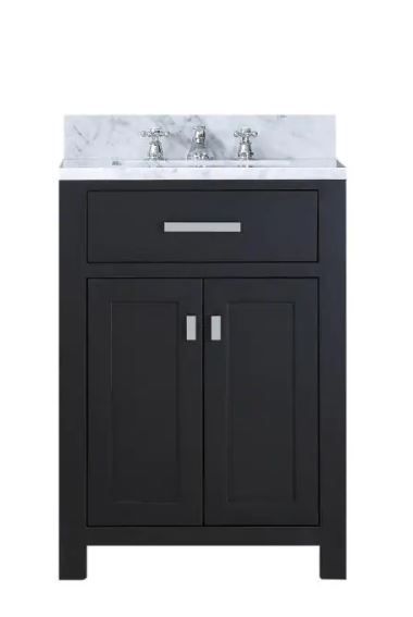 Photo 1 of 24 in. X 21 1/2 L X 34 H  Vanity in Espresso with Marble Vanity Top in Carrara White