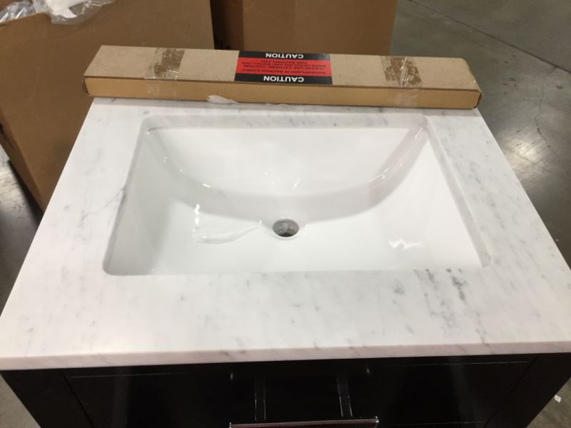 Photo 2 of 24 in. X 21 1/2 L X 34 H  Vanity in Espresso with Marble Vanity Top in Carrara White