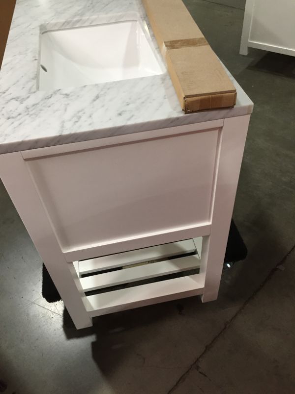 Photo 1 of 72 in. w 21 1/2 L 34 H Vanity in Carrara White with Marble Vanity Top in Carrara White, 
