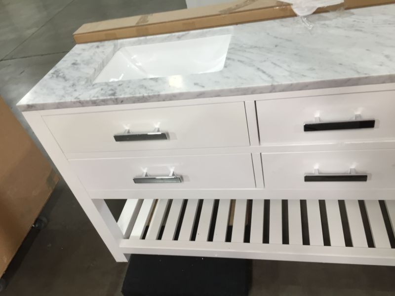 Photo 2 of 72 in. w 21 1/2 L 34 H Vanity in Carrara White with Marble Vanity Top in Carrara White, 