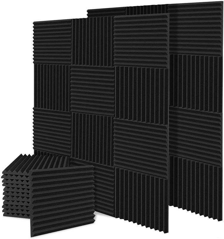 Photo 1 of 24 Pack Acoustic Panels Acoustic Foam - Sound proof Foam Panels, Acoustic Foam Panels Studio Foam Wedges, Sound Absorbing Wall Panels, Soundproof Foam Panels 1" X 12" X 12"