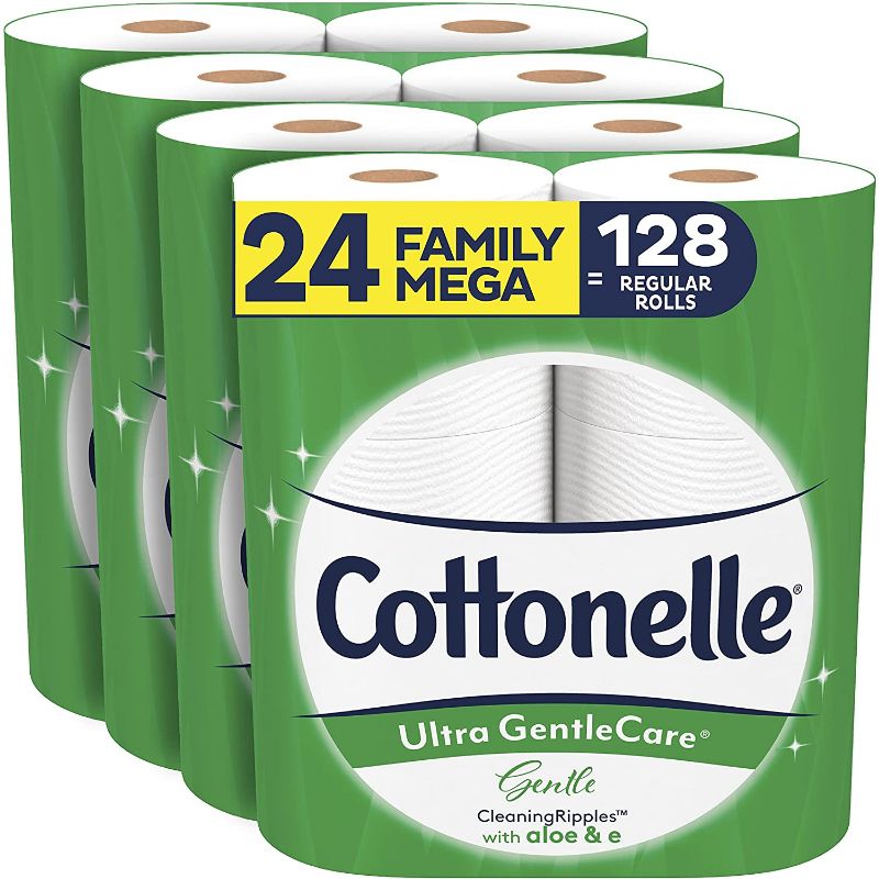 Photo 1 of Cottonelle Ultra GentleCare Gentle Toilet Paper with Aloe & Vitamin E, 24 Family Mega Rolls, Gentle Bath Tissue (24 Family Mega Rolls = 128 Regular Rolls)