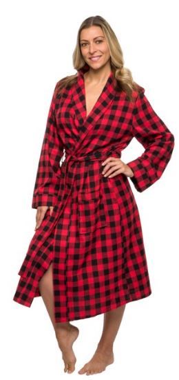 Photo 1 of Silver Lilly Buffalo Plaid Hooded Robe For Women - Medium Length Luxury Holiday Kimono Bathrobe S/M
Small/Medium