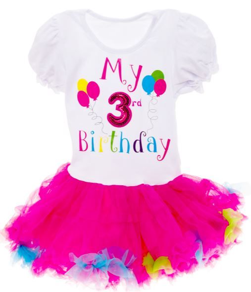 Photo 1 of Baby Girls Birthday Outfit - Its My Birthday Printed Tutu Dress for Toddlers by Silver Lilly (Multi Color, 3 Year Old