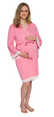 Photo 1 of Full Length Maternity Kimono Robe - Lightweight Labor and Delivery Nursing Bathrobe for Moms - Silver Lilly