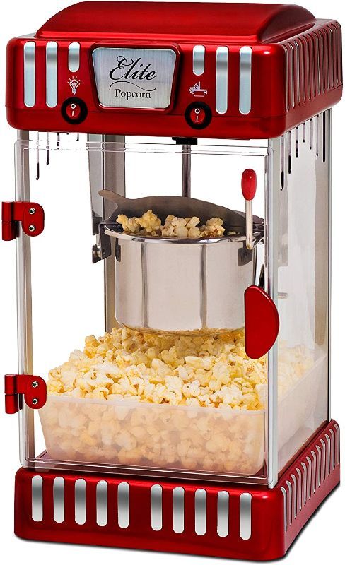 Photo 1 of ELITE ELECTRIC TABLETOP POPCORN KETTLE MAKER, RETRO CARNIVAL, WARMING LIGHT (2.5OZ, RED)
