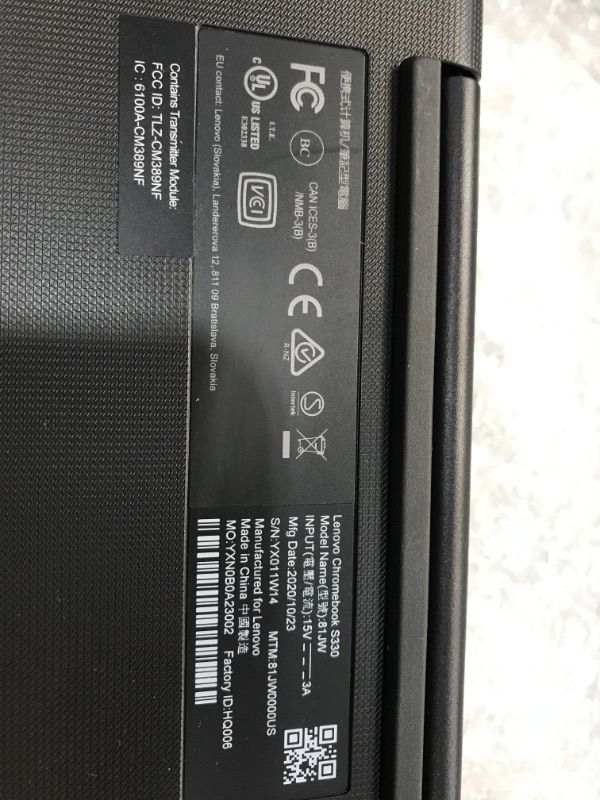 Photo 1 of LENOVO CHROMEBOOK S330 14IN LAPTOP COMPUTER, MEDIATEK MT8173C UP TO 1.7 GHZ, 4GB RAM, 32GB EMMC SSD, BLUETOOTH, HDMI, USB-C, SD CARD READER, CHROME OS,... CAPACITY:32GB
