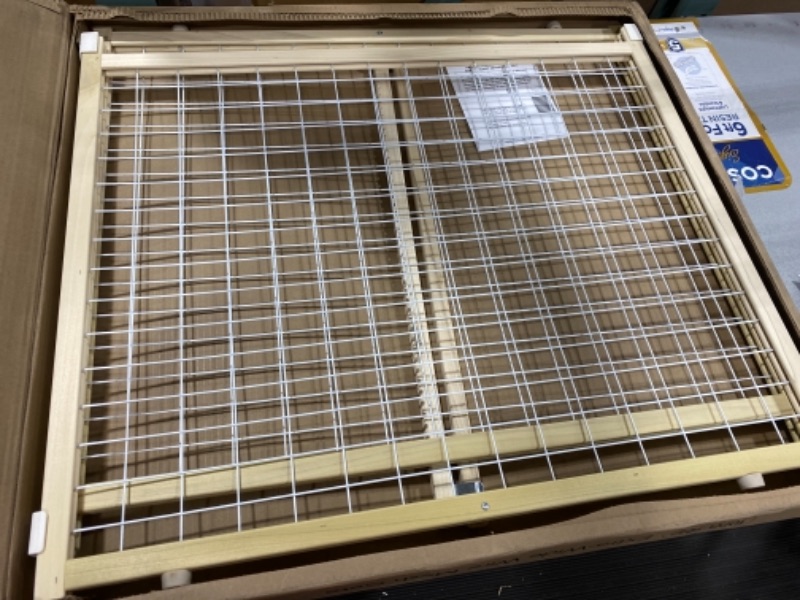 Photo 1 of 50" Wide Extra Wide Wire Mesh Baby Gate: Installs in Extra Wide Opening in Second Without damaging Wall. Pressure Mount. Fits 29.5"-50" Wide (32" Tall, Sustainable Hardwood)
