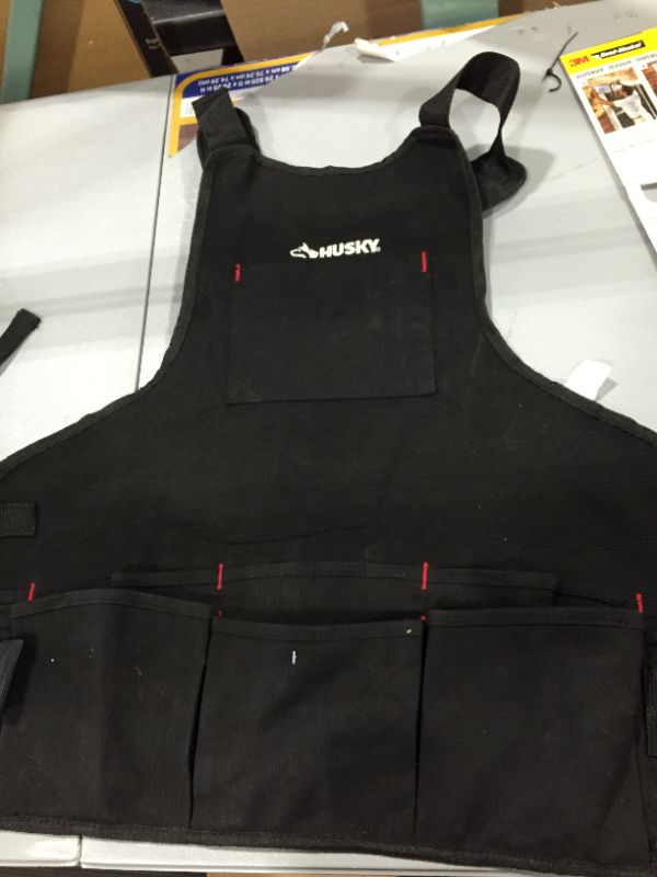 Photo 1 of 23 in. 16-Pocket Black Canvas Bib Tool Apron
