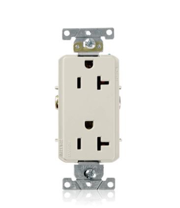 Photo 1 of Decora Plus 20 Amp Industrial Grade Duplex Outlet, Light Almond
