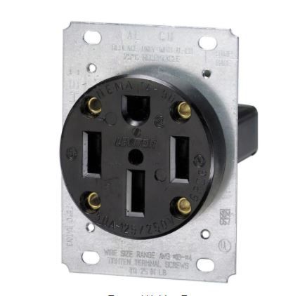 Photo 1 of 50 Amp Flush Mount Shallow Single Outlet, Black
