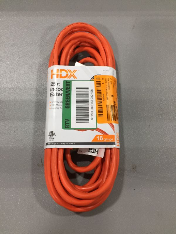 Photo 2 of 25 ft. 16/3 Light-Duty Indoor/Outdoor Extension Cord, Orange
