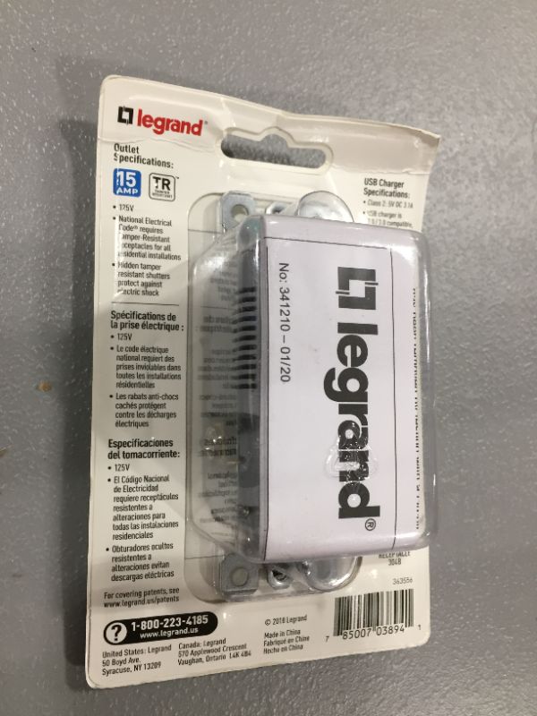 Photo 3 of Legrand radiant 15-Amp Tamper Resistant Residential Decorator Usb Outlet, Nickel
