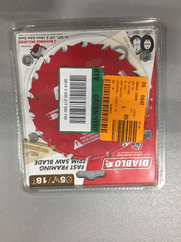 Photo 2 of Diablo 5-1/2 in. Dia. x 10 mm Fast Framing TiCo Hi-Density Carbide Trim Saw Blade 18 teeth 1 pc