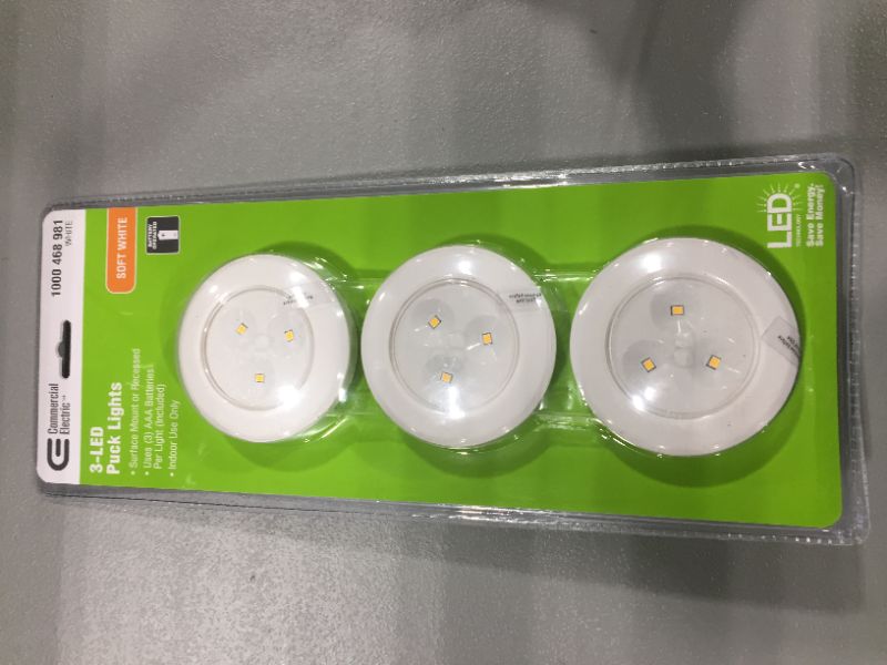 Photo 2 of 2.99 in. LED White Battery Operated Puck Light (3-Pack)
