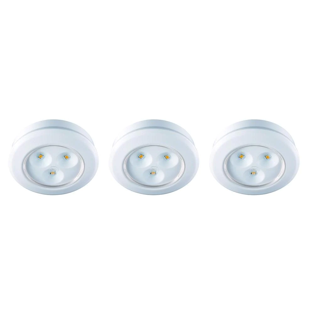 Photo 1 of 2.99 in. LED White Battery Operated Puck Light (3-Pack)
