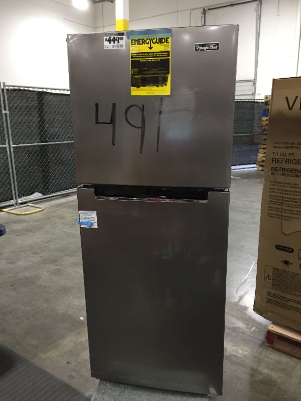 Photo 2 of 10.1 cu. ft. Top Freezer Refrigerator in Platinum Steel
